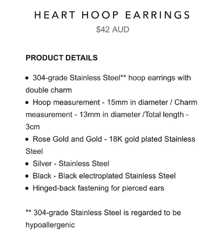 AAINA & CO SILVER HEART EARINGS