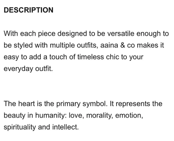 AAINA & CO SILVER HEART EARINGS