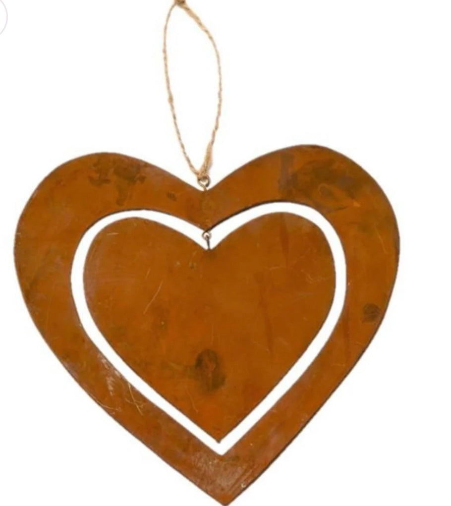 RUSTIC HANGING DOUBLE HEART