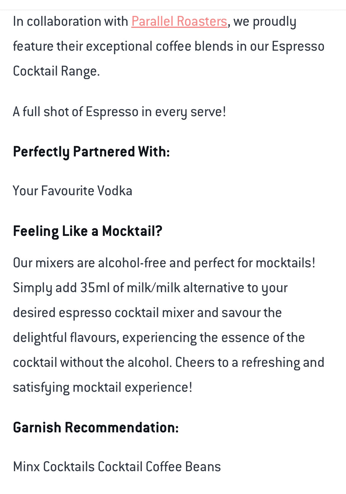 MINX COCKTAIL ESPRESSO  PACK