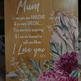 MUM WOODEN PLAQUE CHRYSANTHEMUM