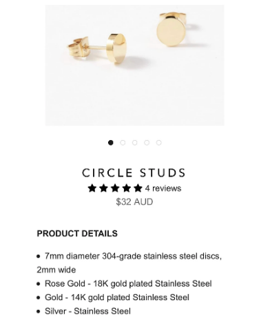 AAINA & CO ROSE GOLD STUDS