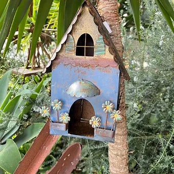 METAL BLUE BIRD HOUSE