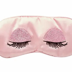 SATIN EYE SLEEP MASK PINK EYELASH PRINT